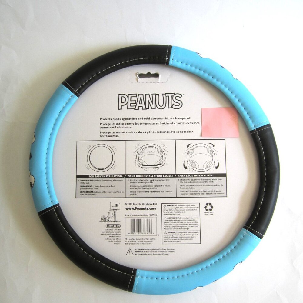 Snoopy Woodstock Sitting On Roof Peanuts Steering Wheel Cover - Picture 2 of 6